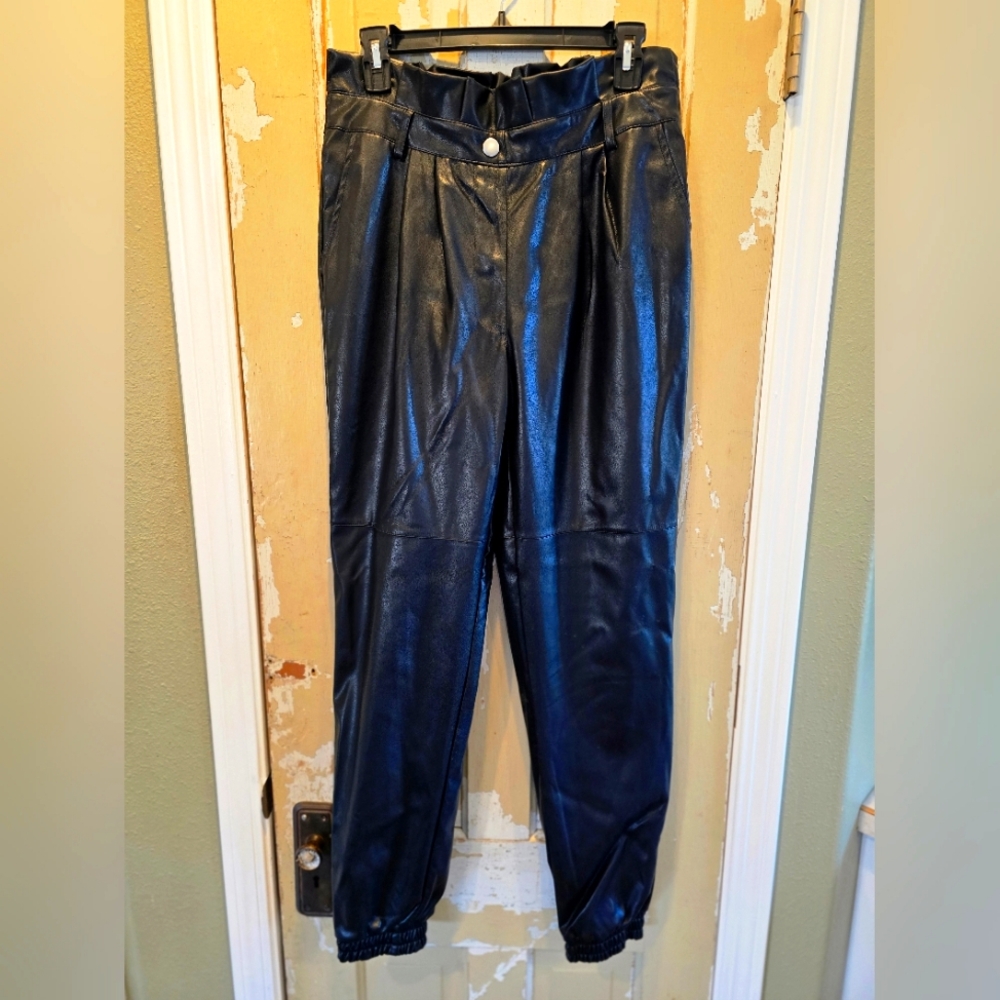 NWT SO Faux Leather Jogger Black Size Large